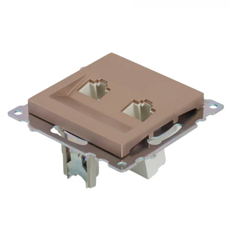 Розетка Ethernet RJ-45 двойная (шампань) Stekker Катрин 50004