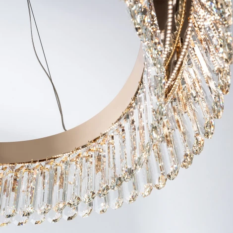 Подвесная люстра светодиодная хрустальная с регулировкой цветовой температуры Modelux ML.830.800 GD