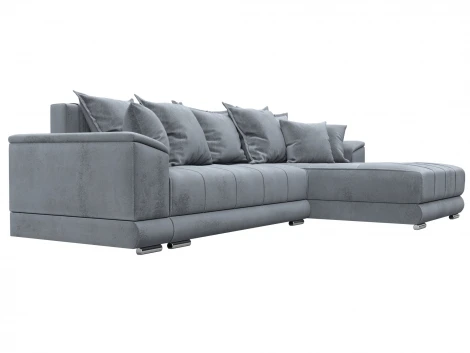 Диван угловой НордСтар правый угол (ДСП,Брус/Пластик/Велюр/Серый) Лига Диванов 127942