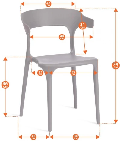 Стул TON (mod. PC33) / 2 шт. в упаковке Tetchair (Пластик/Серый) арт.24578