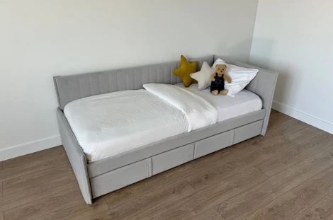 Кровать с ящиками Твикс (Тахта) 90х200 см Mebelson (ДСП/Серый) арт.171564,2173