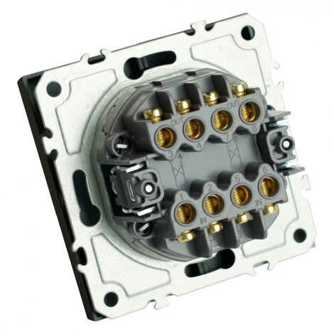 Переключатель двухклавишный перекрестный (черный уголь, soft touch) Stekker Эмили 50167