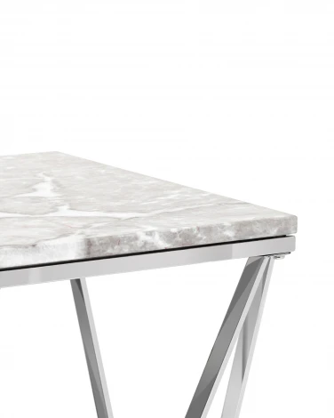 Журнальный столик Stool Group Авалон 61*61 серый мрамор сталь серебро УТ000036333