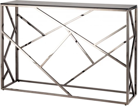 Консоль Stool Group АРТ ДЕКО 115*30 стекло smoke сталь тёмный хром УТ000001965