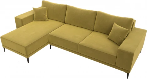 Диван угловой Льюес левый (Желтый/Микровельвет) Лига Диванов арт.122403L