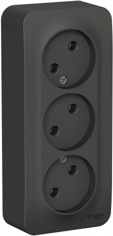 Розетка накладная тройная без заземления (антрацит) Systeme Electric Blanca BLNRA000316