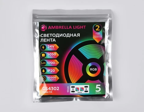 Светодиодная лента RGB Ambrella Illumination GS4302 5050 60Led 14.4W/m 24V IP20 5m