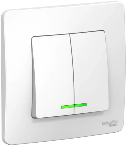 Выключатель встраиваемый двухклавишный с подсветкой (белый) Systeme Electric Blanca BLNVS006511
