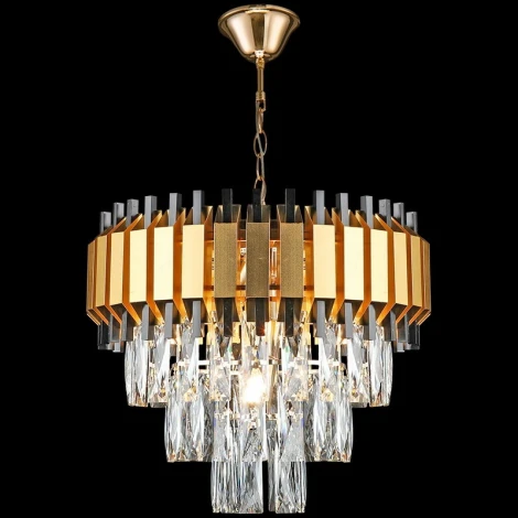 Подвесная люстра Reluce 02144-0.4-05 FGD+BK (220V, хрусталь, на цепи)