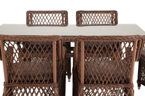 Обеденная группа плетеная, цвет коричневый 4SIS Латте LC6T-7-SET brown