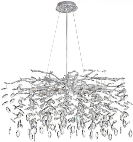 Подвесная люстра Odeon Light Delica 4970/10 HALL матов.серебристый/алюмин./хрусталь G9 10*40W (220V, на тросе, лепестки, ветки)