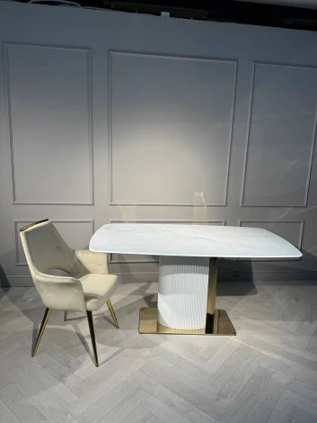 Стол обеденный IST-CASA Барнео BS1802-160GR, 160х90х76 см, светло-серый/золото