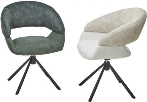 Стул M-City EMBER 360 град. поворот. 7525-01 Бежевый, велюр/ ENJOY-100 Белый, ткань/ Черный