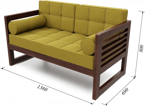 Диван Arsko прямой Сега М орех рогожка горчичная