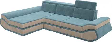 Диван угловой Лига-032 левый угол (Бирюзовый,Бежевый/Велюр) Лига Диванов арт.121644L