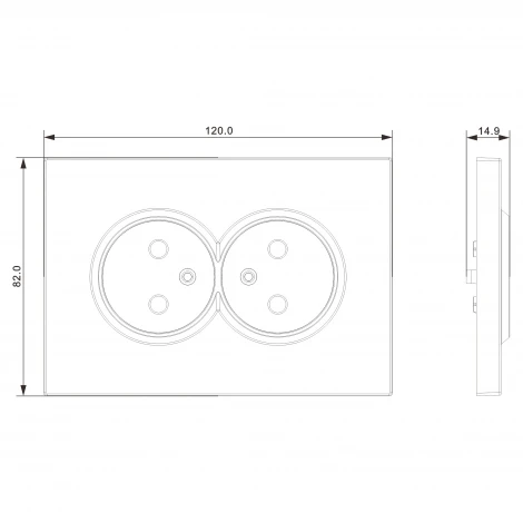 Накладка для розетки 2-й без заземления, со шторками 16A 250 В~, матовый белый Donel S08 DS22633