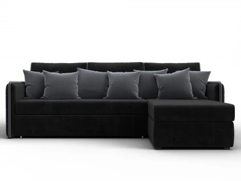 Диван угловой Лига-078 угол универсальный (ДСП/Пластик/Велюр/Черный,Серый) Лига Диванов 130991