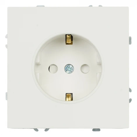 Розетка с заземлением и шторками (белый фарфор, soft touch) Stekker Эмили 50235
