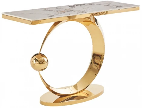 Стол-консоль IST-CASA Дрим IST-800,120х40х78 см, белый нефрит/золотой