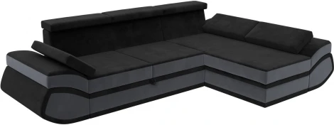 Диван угловой Лига-032 правый угол (Черный,Серый/Велюр) Лига Диванов арт.121648