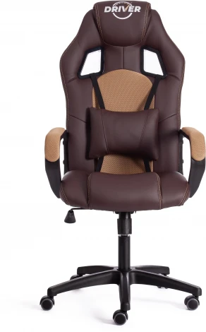 Кресло DRIVER (22) кож/зам/ткань, коричневый/бронза, 36-36/TW-21 Tetchair 19296
