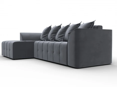 Диван угловой Лига-113 угол левый (ДСП,Велюр/Серый) Лига Диванов 136724L