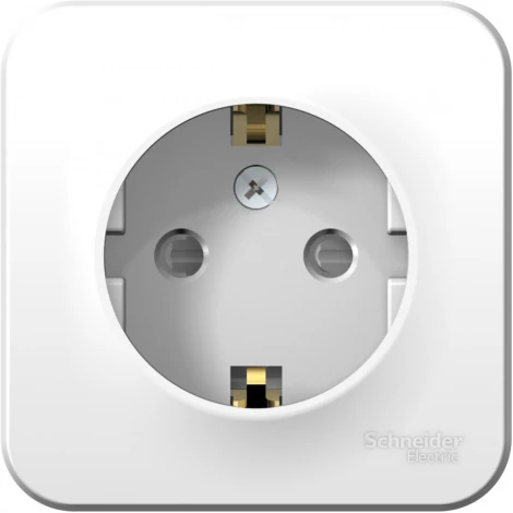 Розетка накладная с заземлением и шторками (белый) Systeme Electric Blanca BLNRA011121