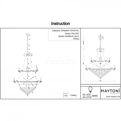 Подвесная люстра Maytoni Palace DIA890-PL-66-G