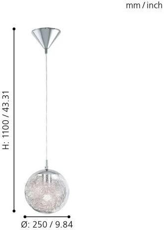 Подвесной светильник Eglo Luberio 93073 (220V, на проводе, шар)
