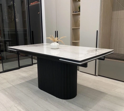 Стол АРИЯ 160 PANDORA LIGHT, керамика / Черный каркас M-City 64723