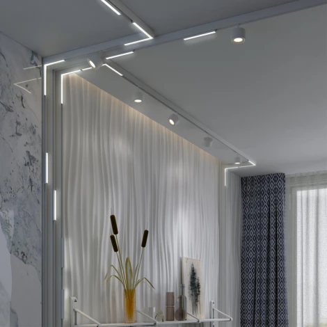 Трековый угловой светильник низковольтный диммируемый Novotech Flum 359503 SHINO белый LED 24W 48V 3000-6500K