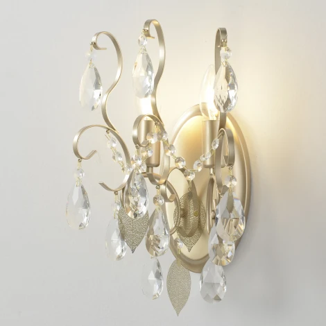 Бра Crystal Lux ESMIRALDA AP2 GOLD (220V, подвески, свеча, листья)