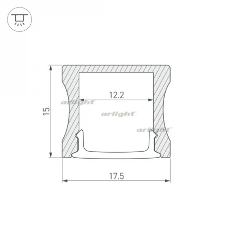 Профиль с экраном ALU-SLIM-H15-2000 ANOD+FROST (Алюминий) 018246 Arlight