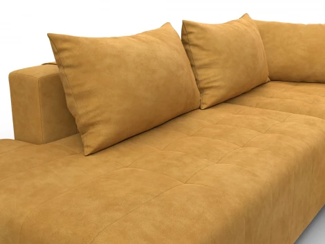 Диван угловой Лига-103 НПБ угол правый (ДСП,Брус,Фанера,Велюр/Желтый) Лига Диванов 134823