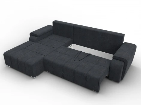 Диван угловой Лига-121 левый угол (ДСП,Брус,Велюр/Темно-серый) Лига Диванов 137356L
