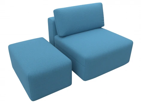 Модули диван и пуф Лига-060 НПБ (ЛДСП,Брус,Фанера,Рогожка/Голубой) Лига Диванов 129741