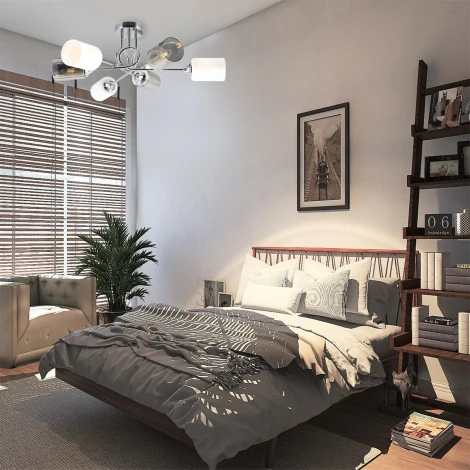 Потолочная люстра на штанге Escada Duo 1126/6PL 6х40Вт E14, металл/стекло, хром (220V)