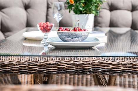 Обеденная группа из искусственного ротанга, цвет коричневый 4SIS Базелла BAZS6C3T-8-SET brown