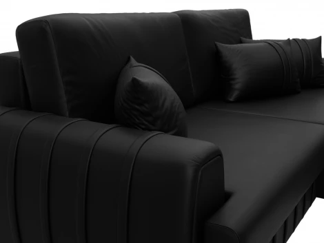 Диван угловой Лига-057 НПБ угол правый (ЛДСП,Брус,Фанера/Пластик/Экокожа/Черный) Лига Диванов 130034