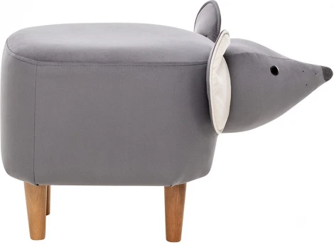 Пуф Leset Mouse COMBI (Фанера,Массив дерева,Велюр/Серый,Белый) арт.2500000190421