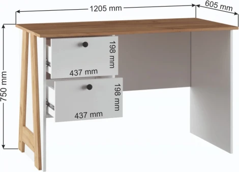 Письменный стол Теодора (Теодора белый / крафт золотой) Woodville арт.587604
