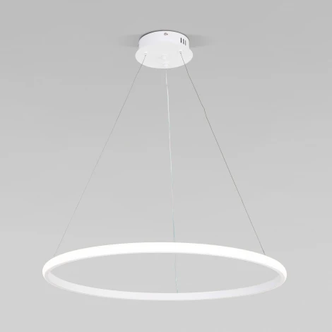 Умный подвесной светильник Eurosvet Collars 90264/1 белый (регулировка яркости, LED, 220V, пульт управления, на тросе, кольцо)