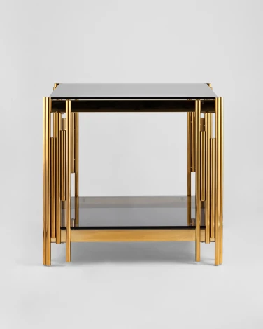Журнальный столик Stool Group 55*55 ГЭТСБИ золото стекло smoke УТ000001971