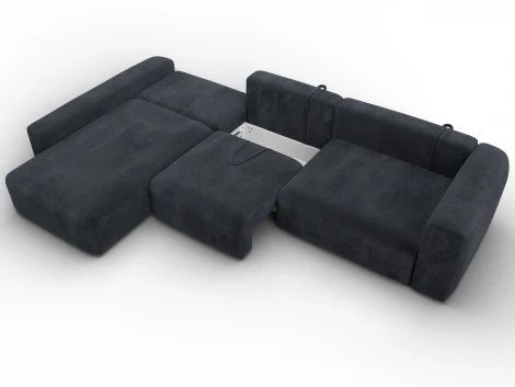 Диван угловой Лига-066 НПБ Лонг угол левый (ЛДСП,Фанера,Брус,Велюр/Темно-серый) Лига Диванов 131229L