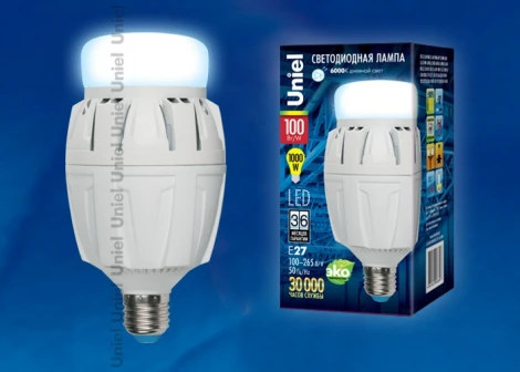 Лампочка светодиодная цилиндр белая E27 100W 6000K Uniel LED-M88-100W/DW/E27/FR ALV01WH