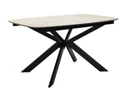 Стол DikLine BK140 Керамика глянец Ostra Bianco (мрамор глянец белый)/подстолье черное/опоры черные 00-00080686