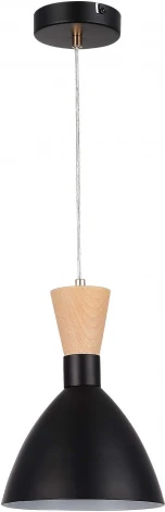 Подвесной светильник Evoluce SLE1256 SLE1256-403-01 Черный/Черный, Светлое дерево, Золотистый E14 1*40W (220V, на проводе)