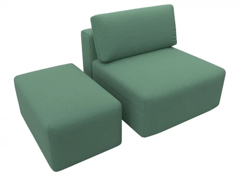 Модули диван и пуф Лига-060 НПБ (ЛДСП,Брус,Фанера,Рогожка/Зеленый) Лига Диванов 129742