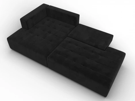 Диван угловой Лига-103 НПБ угол левый (ДСП,Брус,Фанера,Велюр/Черный) Лига Диванов 134819L