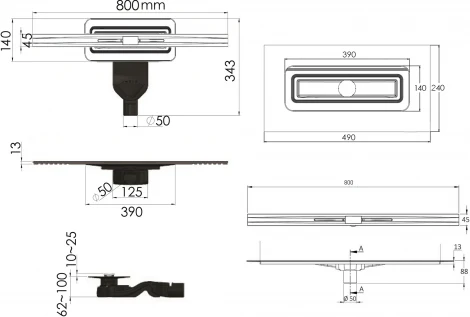 Душевой лоток Berges Wasserhaus Simpel 090112 80 см